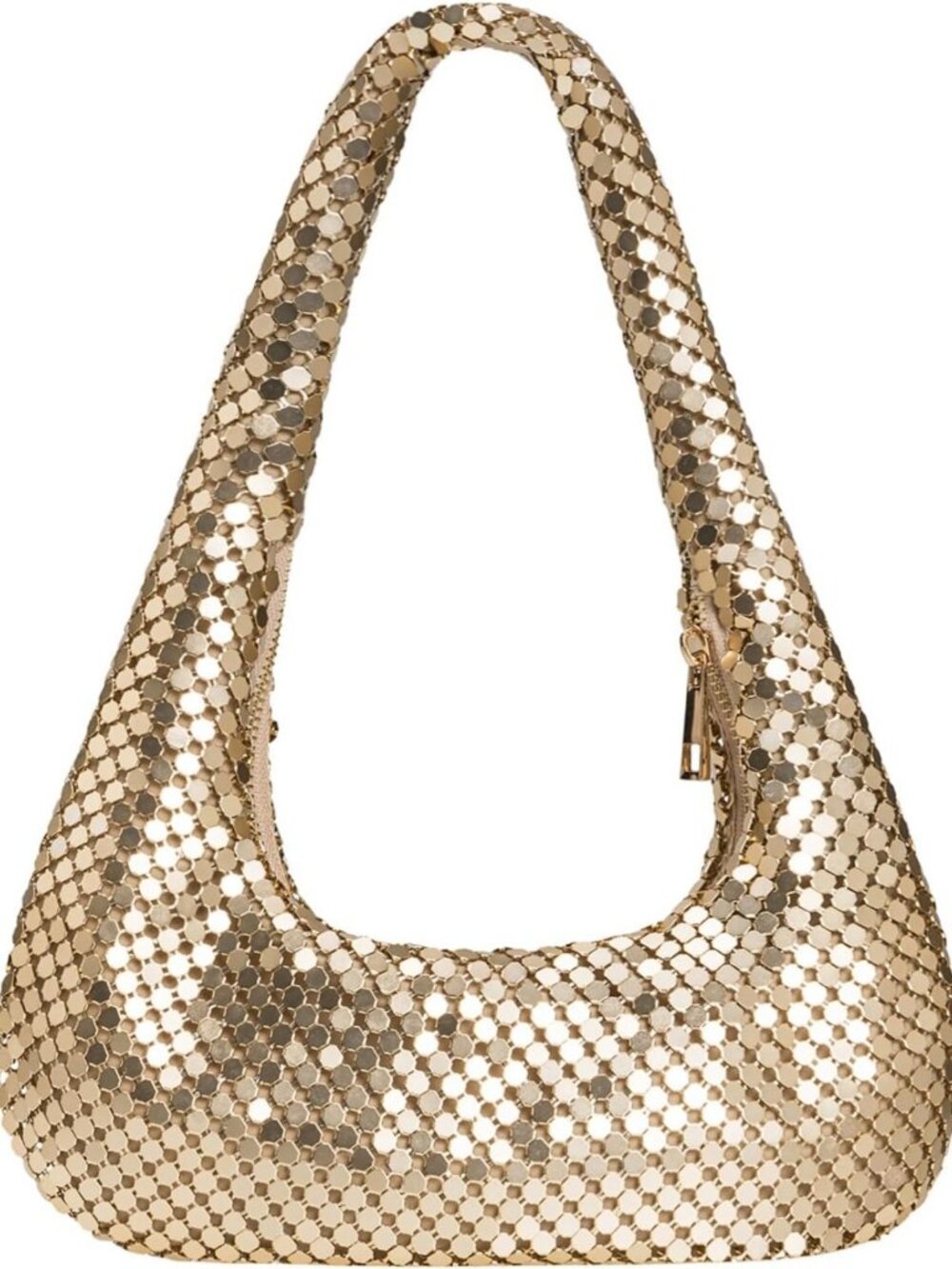 Shiny Metallic Evening Hobo Bag | Cute Moon-Shaped Shoulder Purse for Women